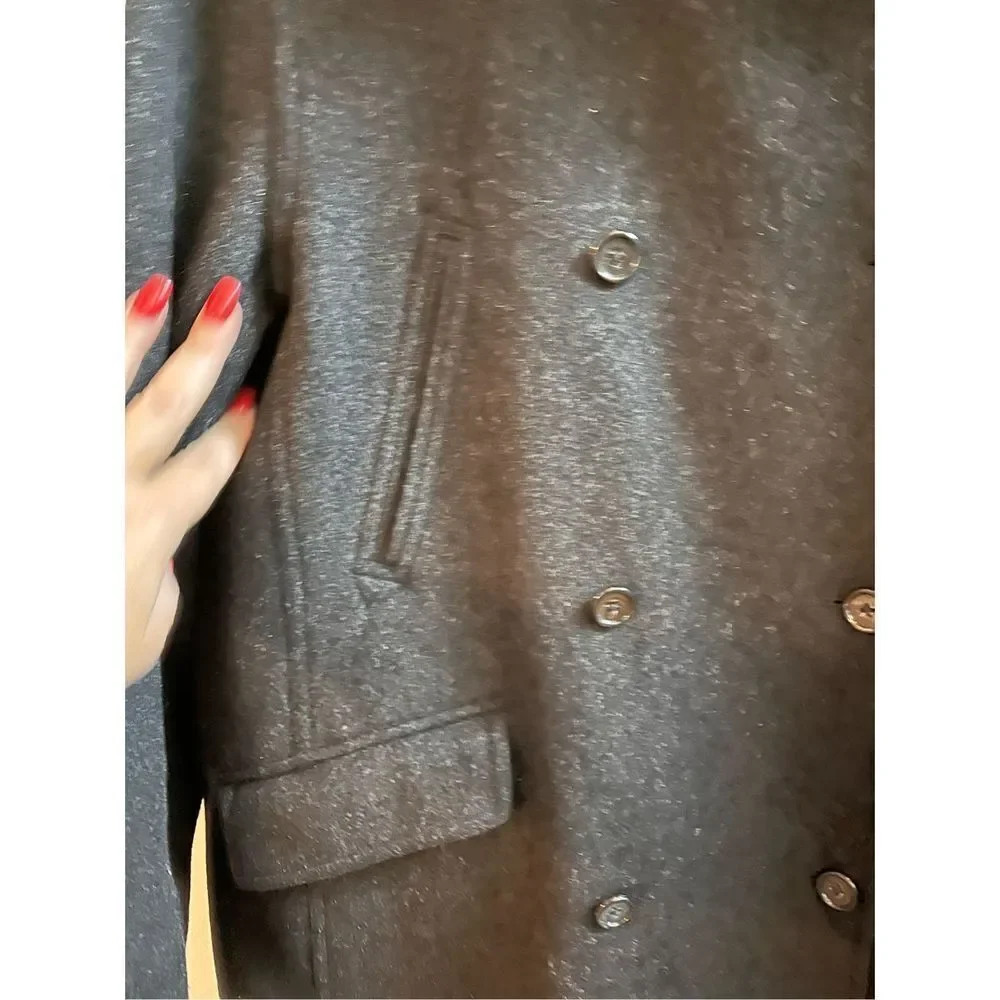 J. Crew Charcoal Wool Cashmere Blend A-Line Pea Coat sz M EUC - Picture 6 of 11